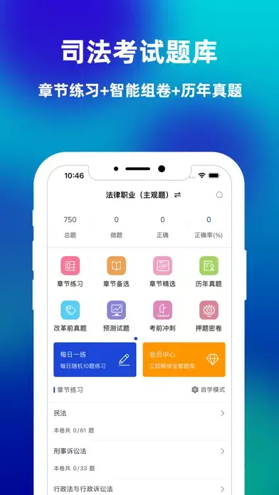 Capturas de pantalla de 司法考试-法律职业考试题库