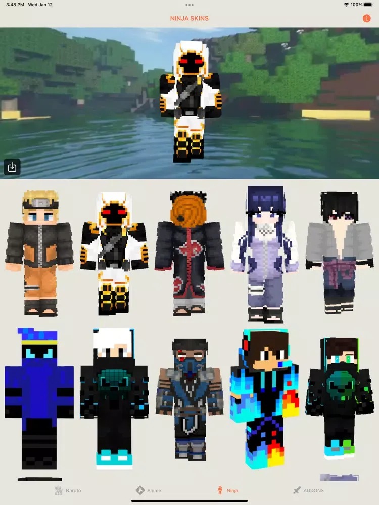 Tangkapan skrin NARUTO SKINSEED FOR MINECRAFT iPad 