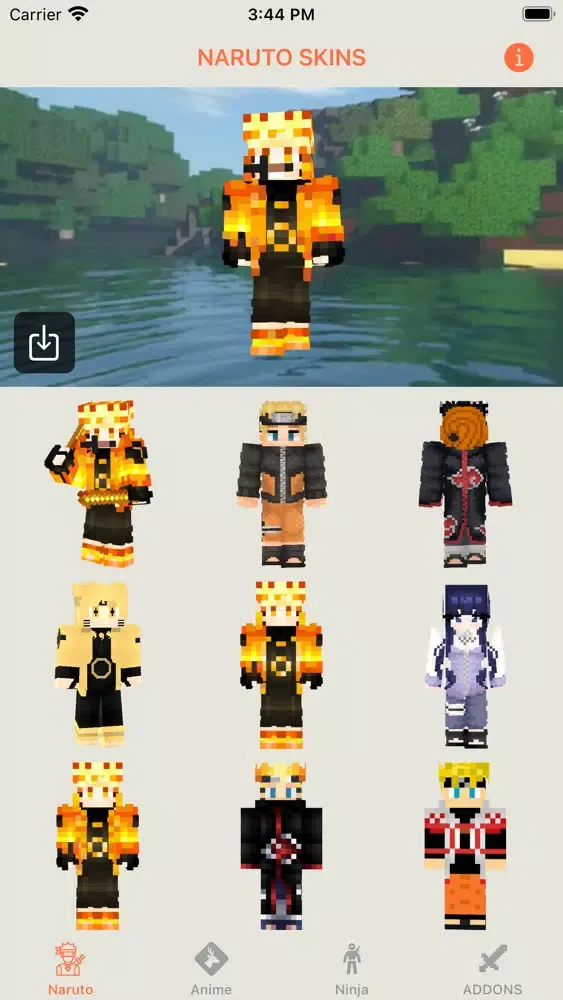 Tangkapan skrin NARUTO SKINSEED FOR MINECRAFT