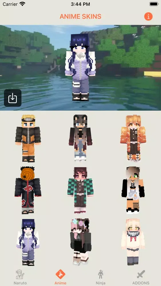 Tangkapan skrin NARUTO SKINSEED FOR MINECRAFT
