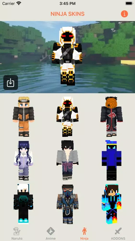 Tangkapan skrin NARUTO SKINSEED FOR MINECRAFT