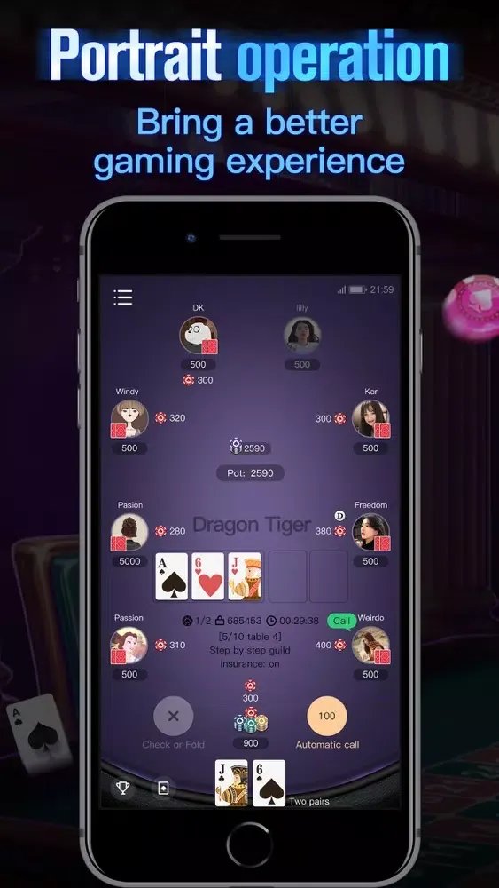 Captures d'écran de Dragon Tiger Poker:play now