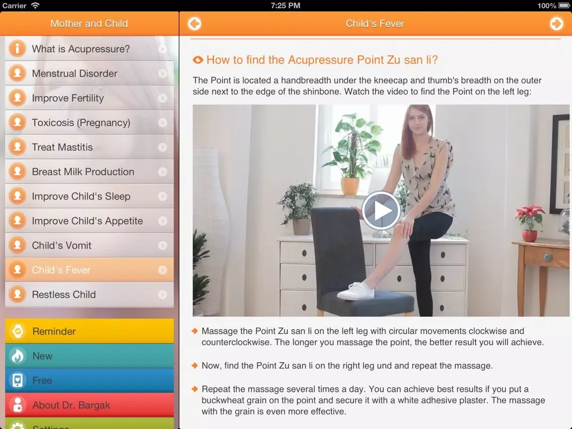 Healthy Mother And Child - Instant Self-Help with Chinese Massage Points (Regulate Period, Get Pregnant, Improve Child's Sleep and Appetite and many more) - FREE Acupressure Trainer iPad  Screenshots