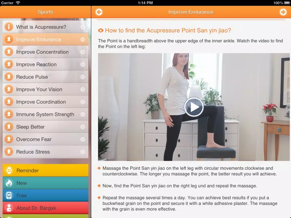 Instant Fitness: 10 Best Ways To Better Running, Walking, Cycling, Jogging, Zumba, Workouts and Exercises Using Chinese Massage Points - FREE Trainer iPad  Screenshots