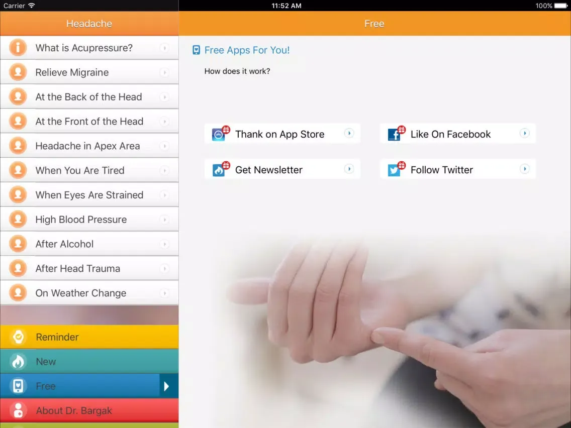 Ảnh chụp màn hình của NO Headache - Instant Acupressure Massage Points iPad 