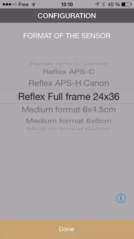 Captures d'écran de IDoFcalculate - calculator depth of field with auto focus distance measurement