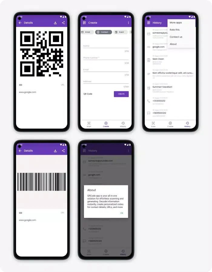 QRCode سکرین شاٹس