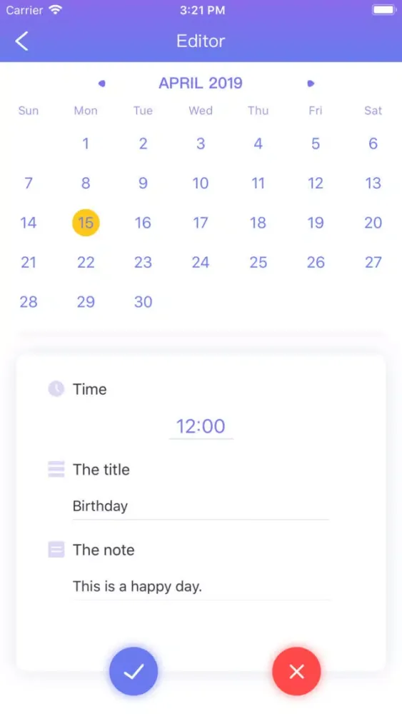Capturas de tela do Time reminder memo