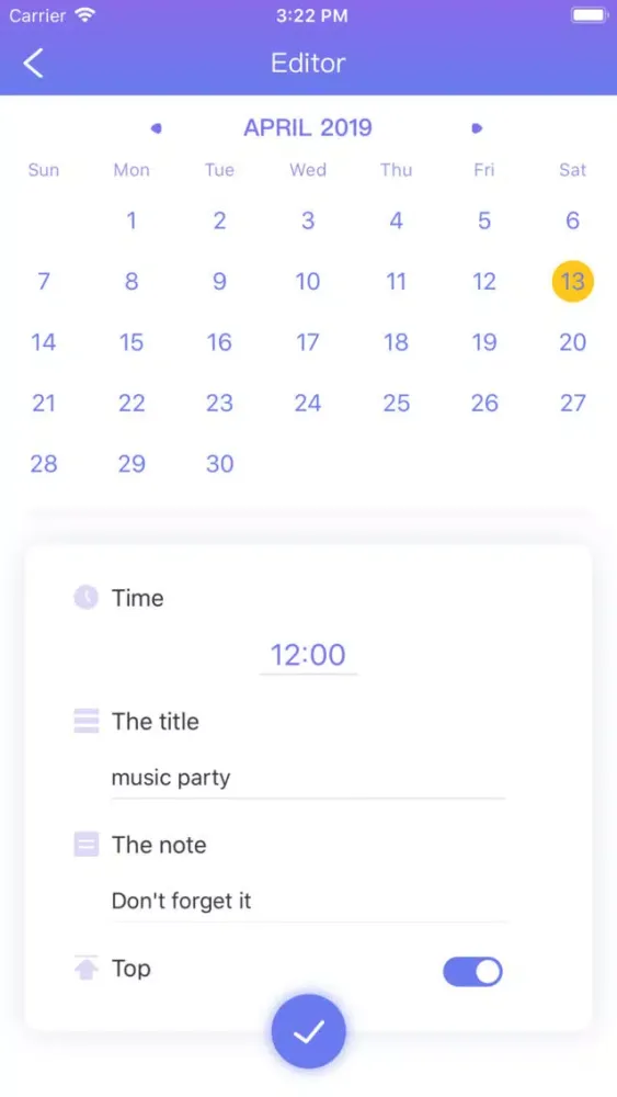 Capturas de tela do Time reminder memo