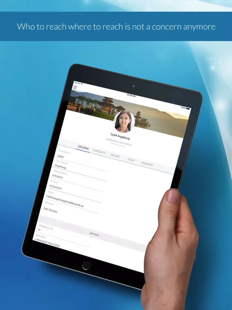 Capturas de tela do People Book HR iPad 
