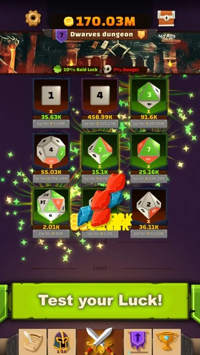 Capturas de tela do Idle Raids of the Dice Heroes
