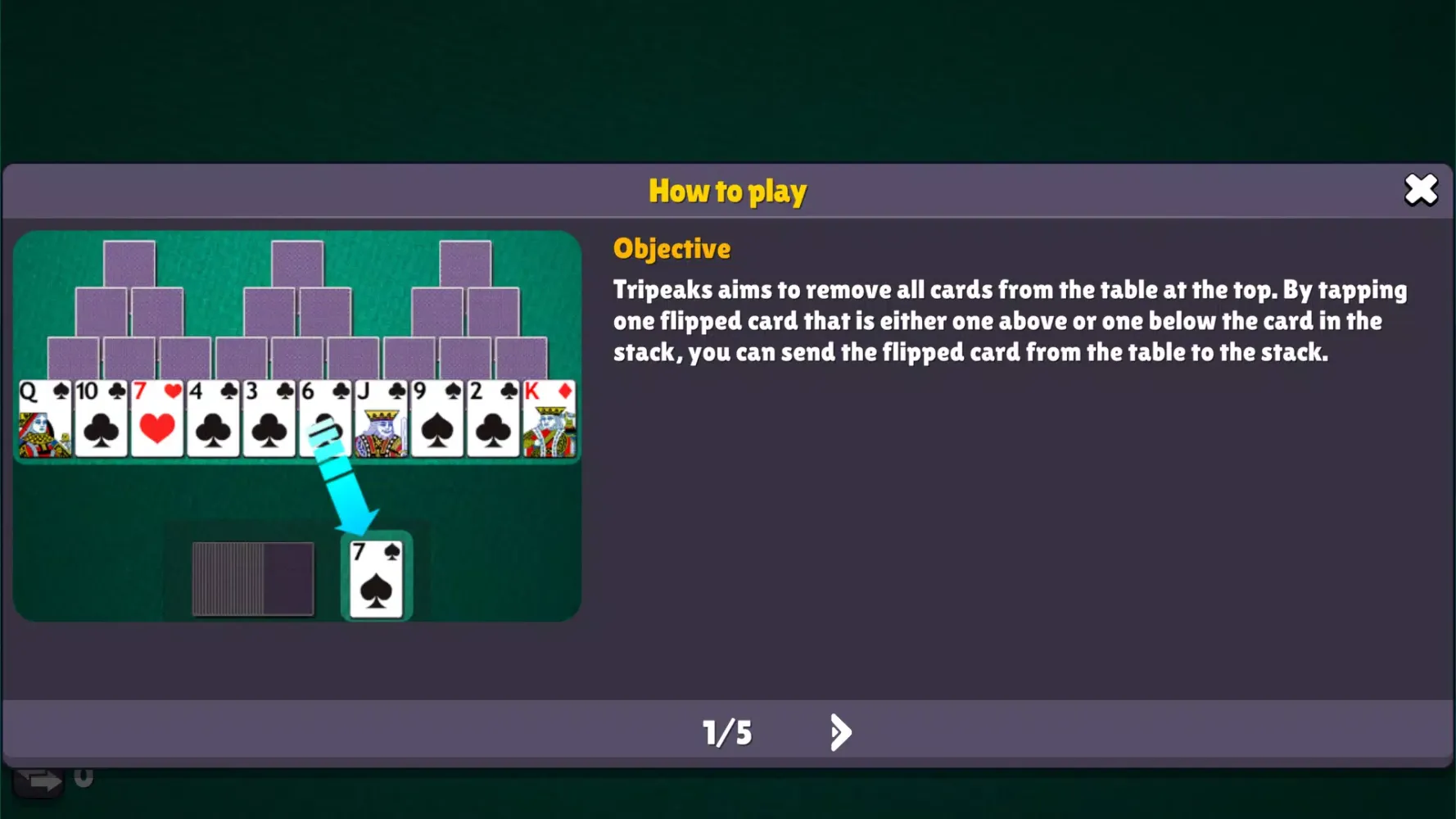 Capturas de tela do Solitaire: TriPeaks