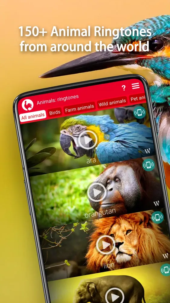 Capturas de tela do Animal Ringtones