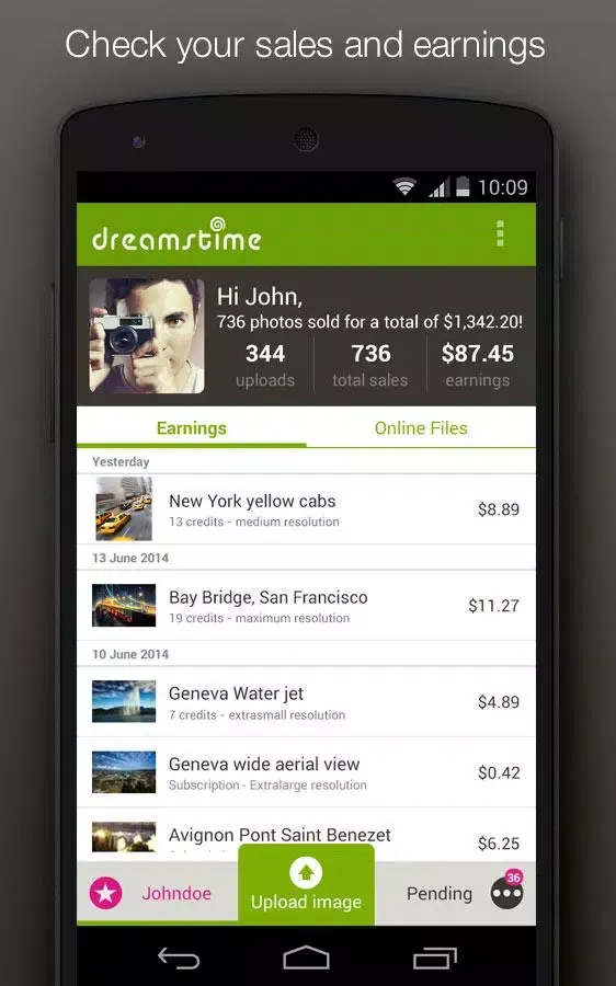 Tangkapan skrin Dreamstime: Sell Your Photos