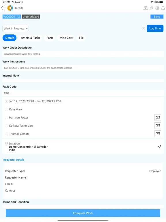 ภาพหน้าจอของ Dreamz CMMS iPad 