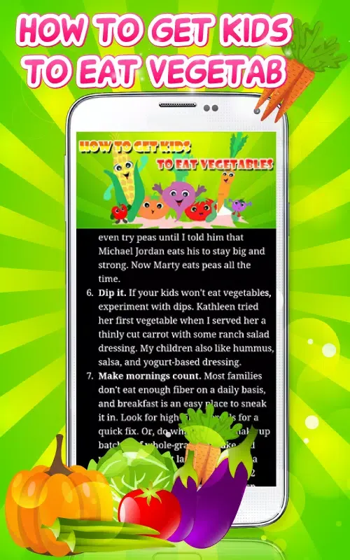 Capturas de tela do how to get kids to eat vegetab