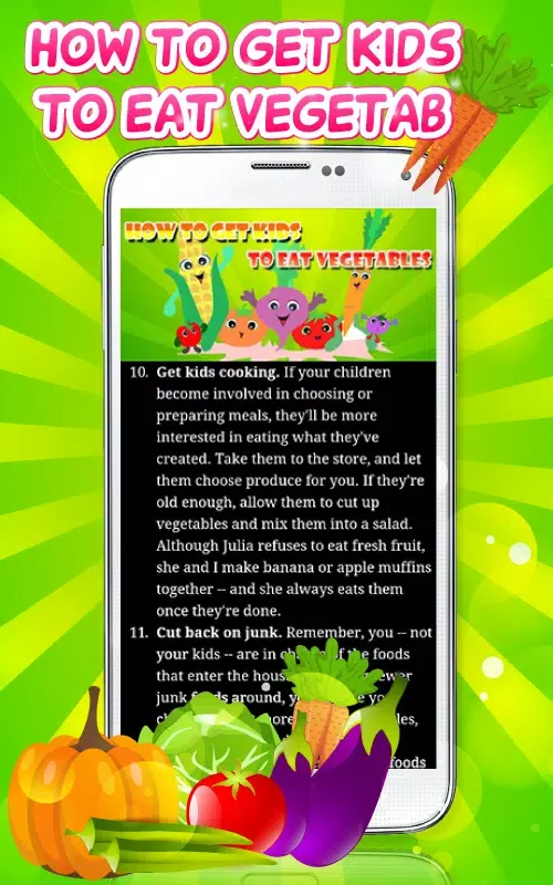 Capturas de tela do how to get kids to eat vegetab