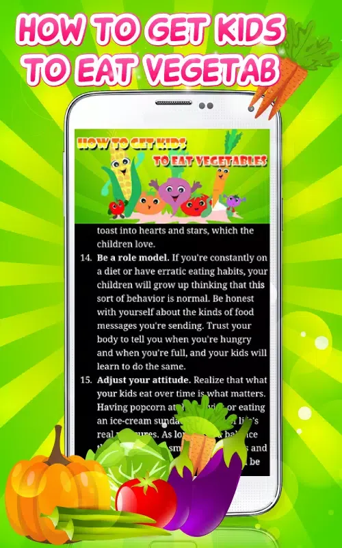 Capturas de tela do how to get kids to eat vegetab