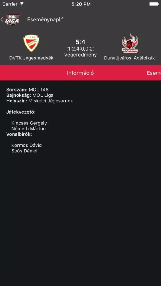 Capturas de tela do MOL Liga