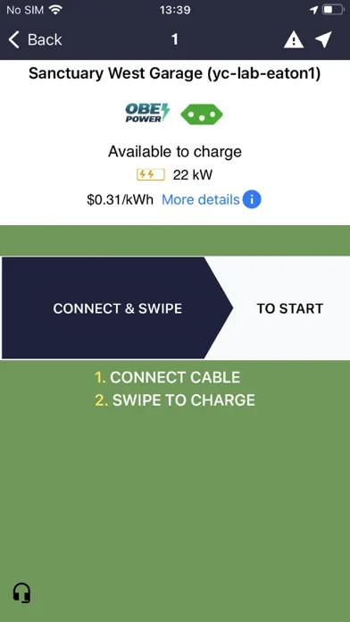 OBE Power EV Charging Screenshots