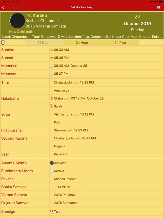 Hindu Calendar - Drik Panchang iPad  스크린샷