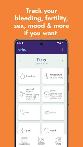 Tangkapan skrin drip period &fertility tracker