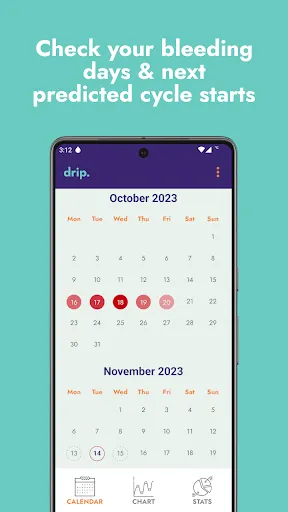 Tangkapan skrin drip period &fertility tracker