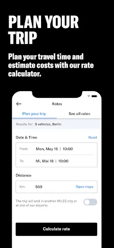 Tangkapan skrin MILES Carsharing & Vans
