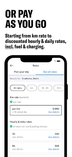 Tangkapan skrin MILES Carsharing & Vans