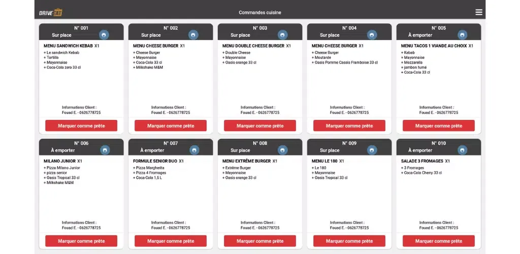 Drive Eat KDS Screenshots