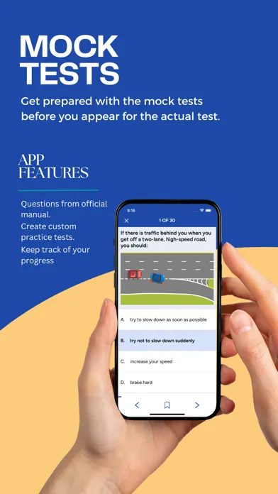 Ảnh chụp màn hình của IN BMV Permit Practice Test