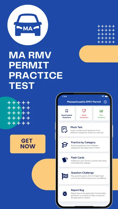 ภาพหน้าจอของ MA RMV Permit Practice Test