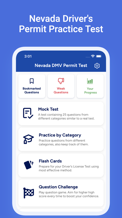 Capturas de tela do NV DMV Driver's License Test