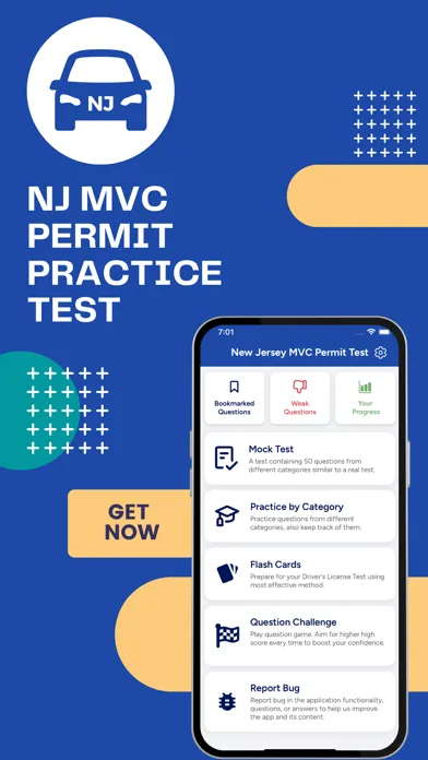 NJ MVC Permit Practice Test Screenshots