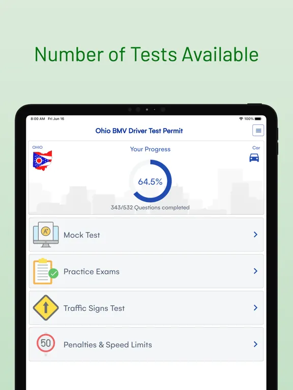 Zrzuty ekranu Ohio BMV Driver Permit Test iPad 