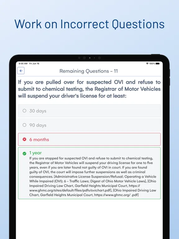 Zrzuty ekranu Ohio BMV Driver Permit Test iPad 
