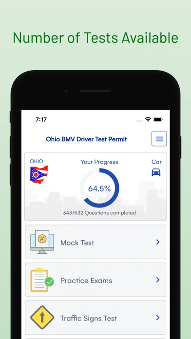 Zrzuty ekranu Ohio BMV Driver Permit Test