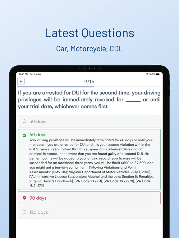 Captures d'écran de Virginia DMV Driver Test Prep iPad 