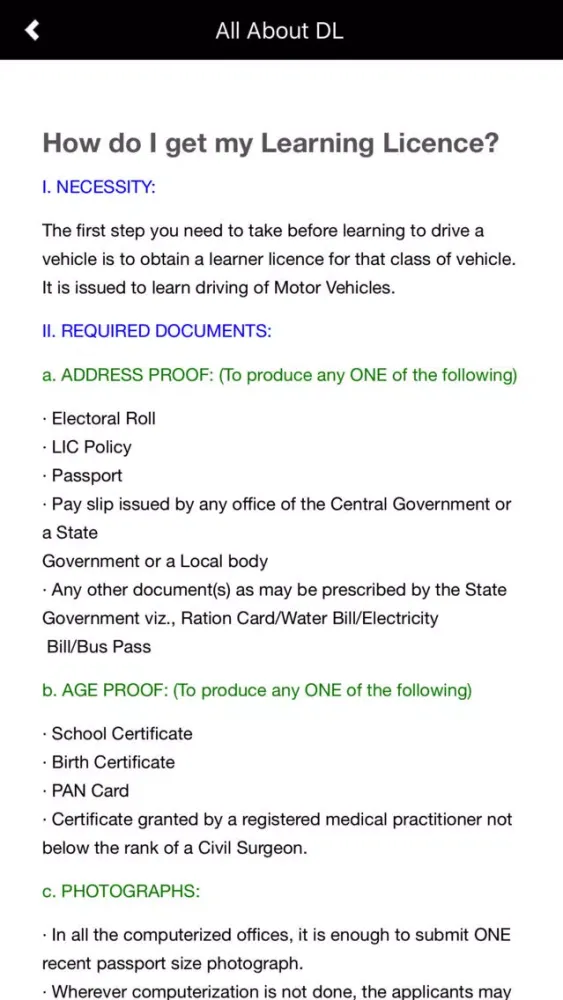 Zrzuty ekranu Driving Licence Test RTO India