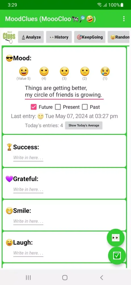 Ảnh chụp màn hình của MoodClues Mood & Laugh Tracker