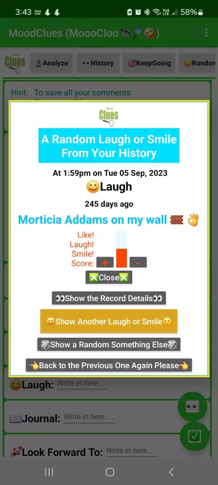 Ảnh chụp màn hình của MoodClues Mood & Laugh Tracker