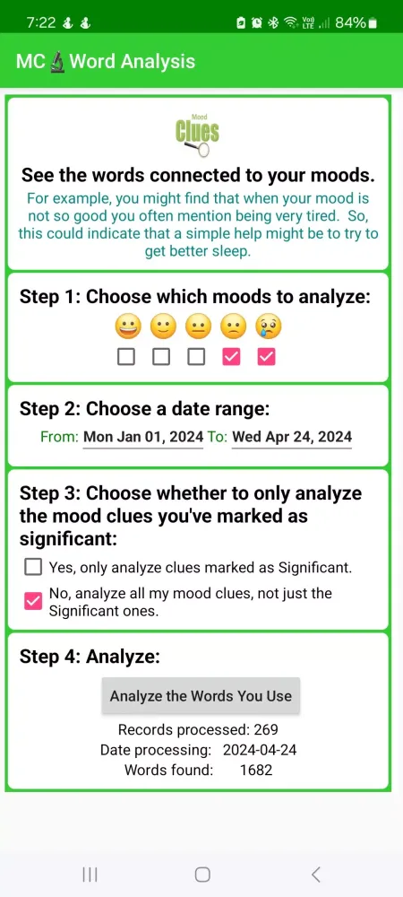Ảnh chụp màn hình của MoodClues Mood & Laugh Tracker