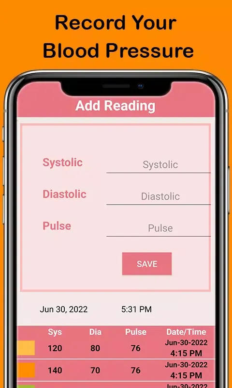 Screenshot di Blood Pressure App