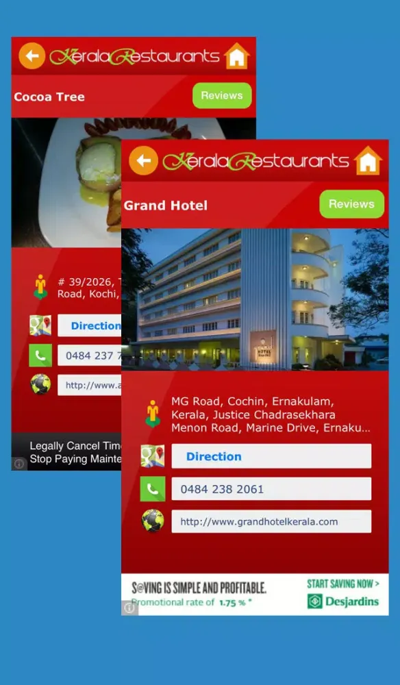 Capturas de tela do Kerala Restaurants