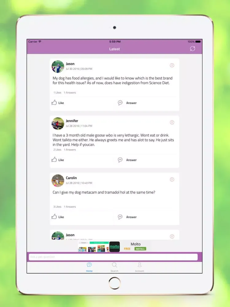 Pet Lovers - Ask pet questions iPad  स्क्रीनशॉट