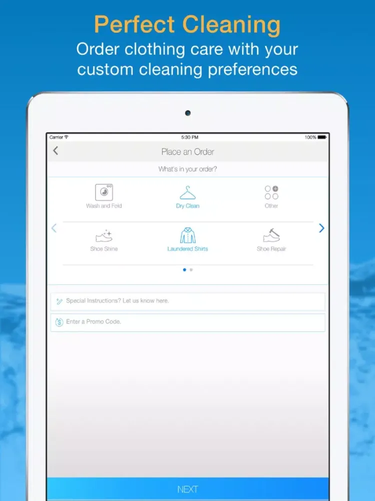 ภาพหน้าจอของ iCleanNYC 24/7 Dry Cleaning iPad 