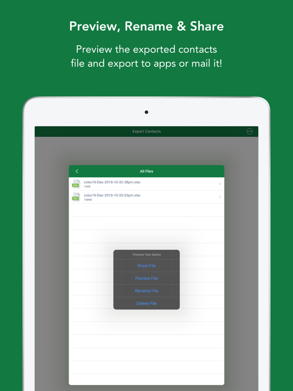 ภาพหน้าจอของ Contacts to XLSX - Excel Sheet iPad 