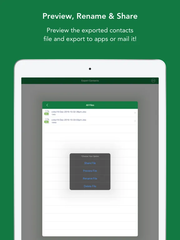 صور Contacts to XLSX - Excel Sheet iPad 