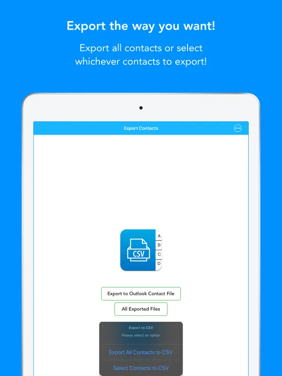 Contacts to Outlook CSV file iPad  Ekran Görüntüleri