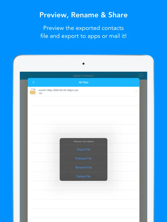 Contacts to Outlook CSV file iPad  Ekran Görüntüleri